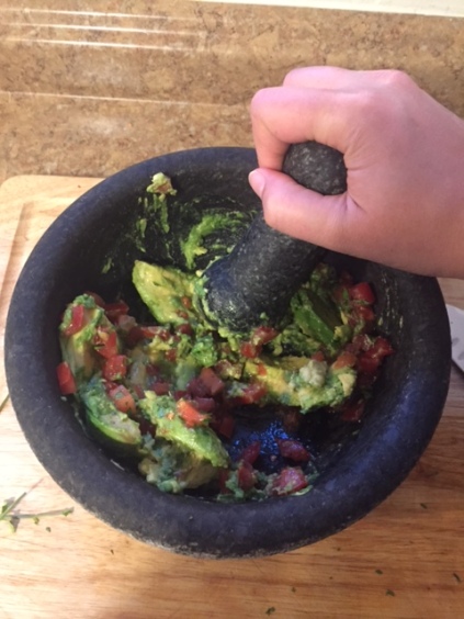 mix everything in the molcajete bowl